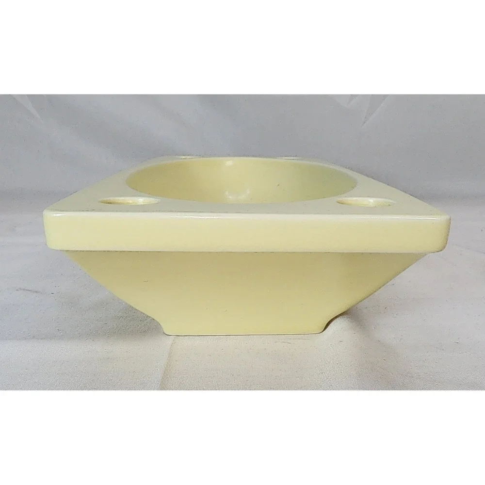 Vintage Mid-Century Hyalyn Pottery Yellow Planter Vase Approx. 13x5.5x2 USA #438